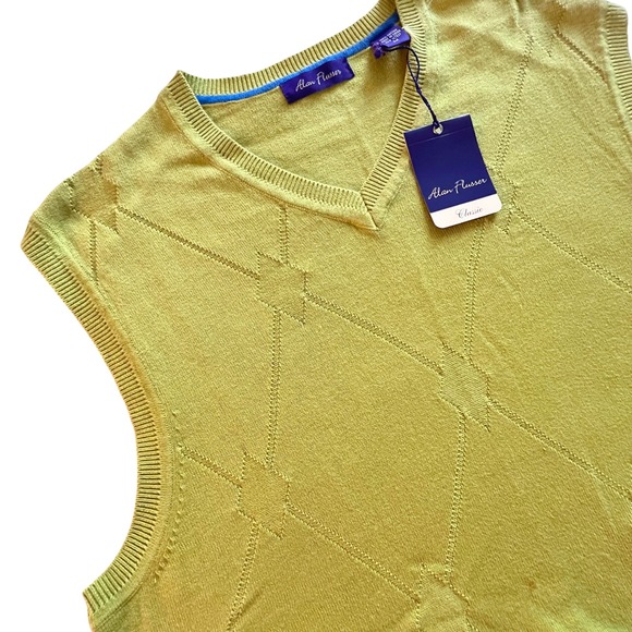 Alan Flusser Classic Mens Argyle Sweater Vest Sleeveless Knit Top Medium Golf - Picture 1 of 8